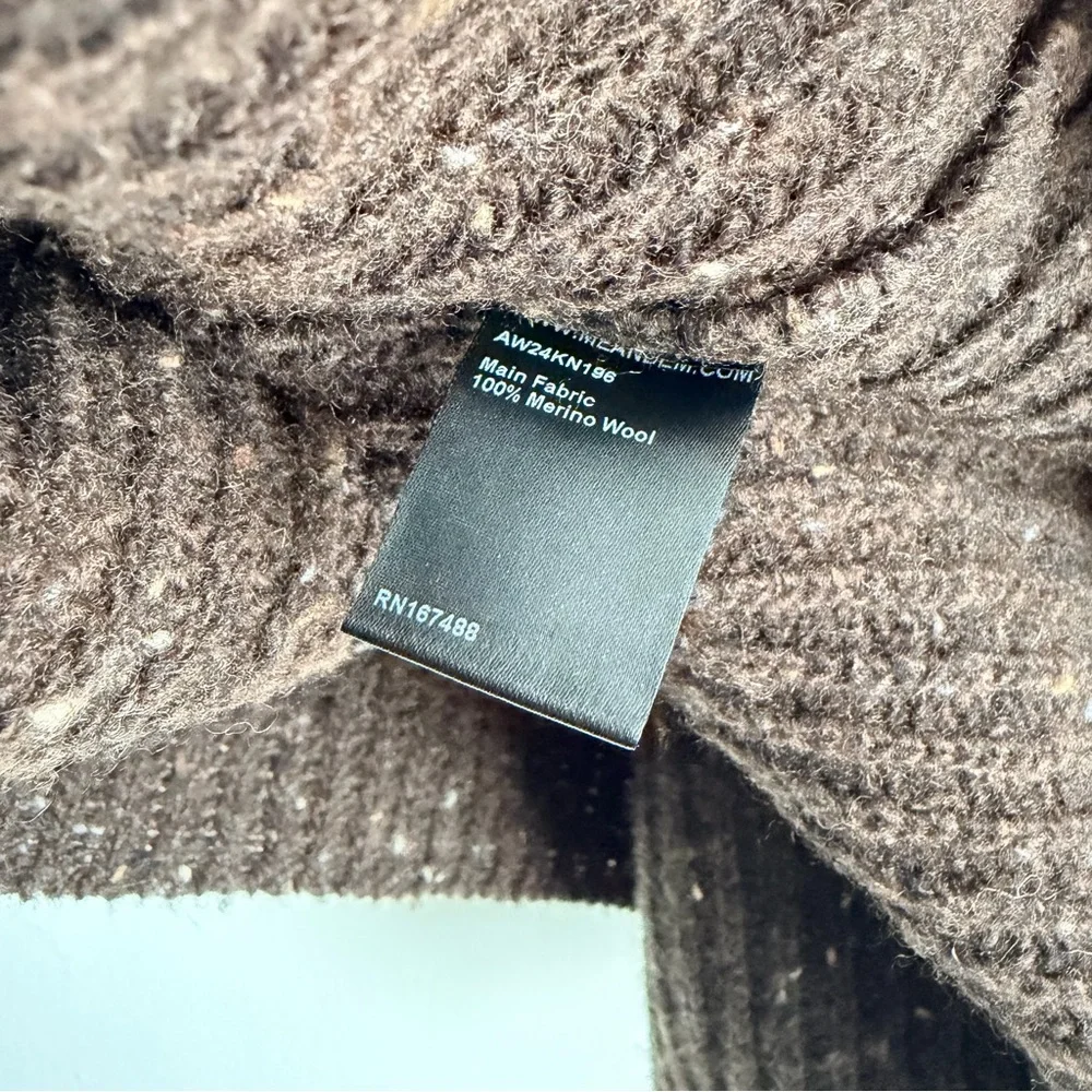 ME+EM Soft Donegal Tweed High V-Neck Crop Jumper - Chocolate - Picture 5 of 7